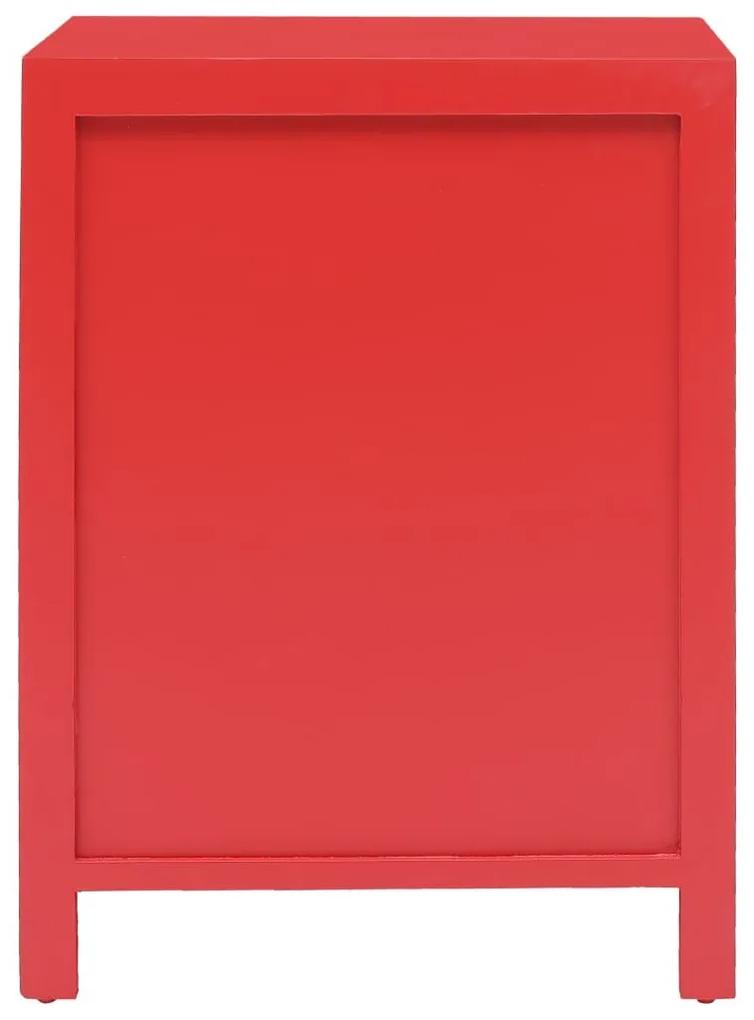 Κομοδίνο Κόκκινο 38 x 28 x 52 εκ. από Ξύλο Παυλώνιας - Κόκκινο