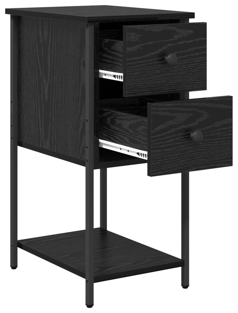 vidaXL Κομοδίνο με συρτάρι 2 pcs Μαύρη δρυς 32 x 42 x 70 εκ