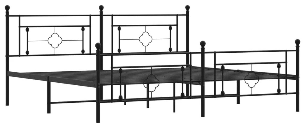 vidaXL Πλαίσιο Κρεβατιού με Κεφαλάρι&Ποδαρικό Μαύρο 193x20 εκ. Μέταλλο