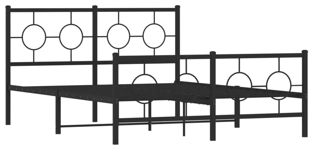 vidaXL Πλαίσιο Κρεβατιού με Κεφαλάρι&Ποδαρικό Μαύρο 140x190εκ. Μέταλλο