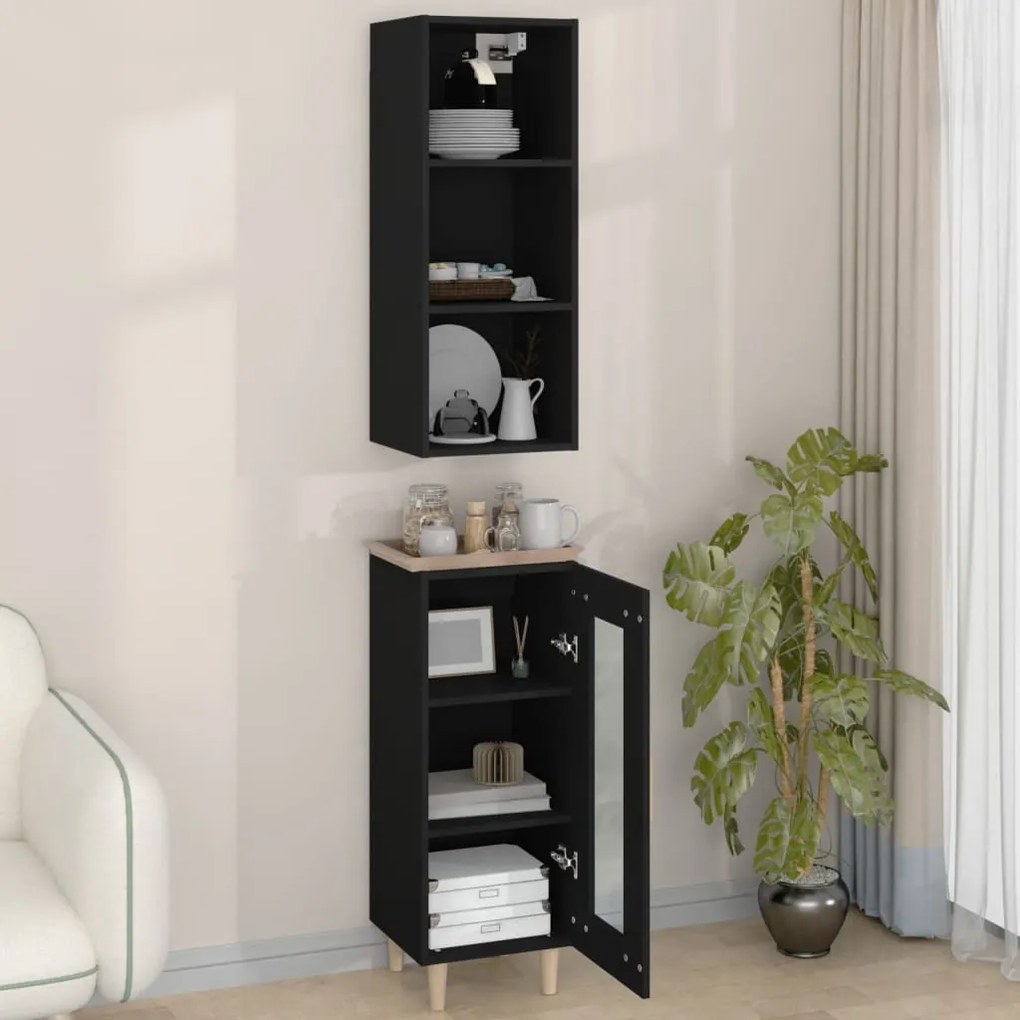 vidaXL Ντουλάπι Μαύρο 34,5 x 34 x 180 εκ. από Επεξεργασμένο Ξύλο