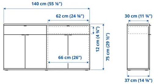 VIHALS σύνθεση αποθήκευσης με γυάλινες πόρτες, 235x37x90 cm 495.212.06