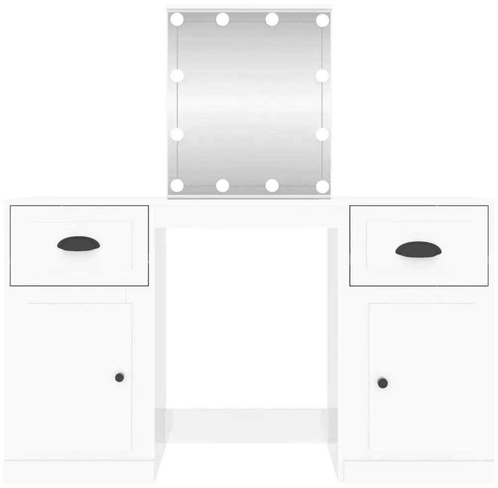 vidaXL Μπουντουάρ με LED Γυαλιστερό Λευκό 130x50x132,5 εκ.
