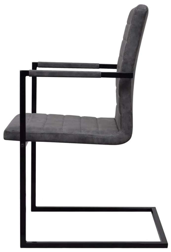 Καρέκλες Τραπεζαρίας «Πρόβολος» 2 τεμ. Γκρι από Συνθετικό Δέρμα - Γκρι