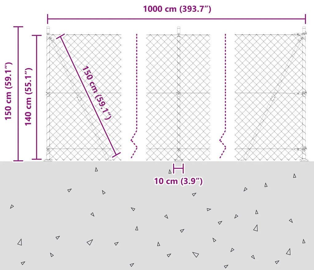 vidaXL Σετ Στύλων Φράχτη Ασημί 10 x 1.4 μ Επικαλυμμένος Χάλυβας
