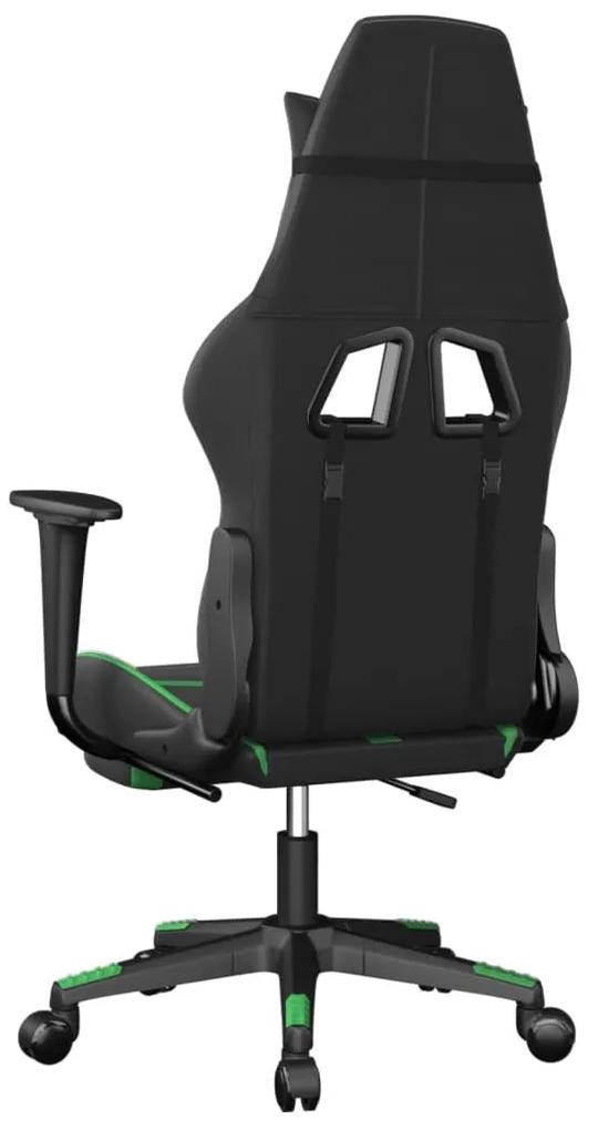 Καρέκλα Gaming Μασάζ Υποπόδιο Μαύρο/Πράσινο από Συνθετικό Δέρμα - Μαύρο