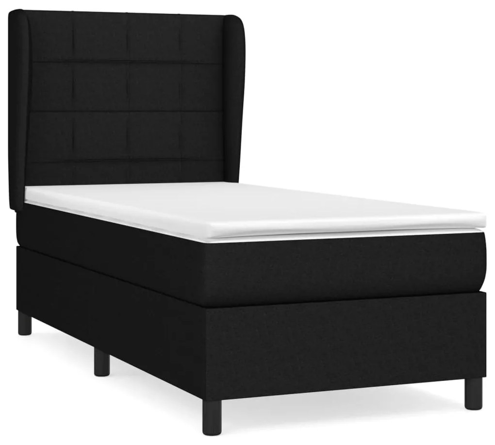 vidaXL Κρεβάτι Boxspring με Στρώμα Μαύρο 80 x 200 εκ. Υφασμάτινο