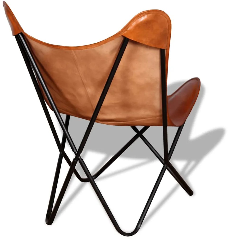 vidaXL Καρέκλα Πεταλούδα Καφέ από Γνήσιο Δέρμα