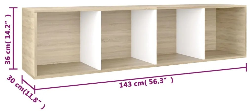 ΒΙΒΛΙΟΘΗΚΗ/ΈΠΙΠΛΟ TV ΛΕΥΚΟ/SONOMA ΔΡΥΣ 36X30X143 ΕΚ ΕΠΕΞ. ΞΥΛΟ 800149