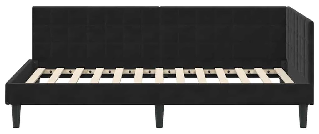 vidaXL Κρεβάτι Γωνίας με κεφαλάρι Μαύρο 100 x 200 cm Βελούδο