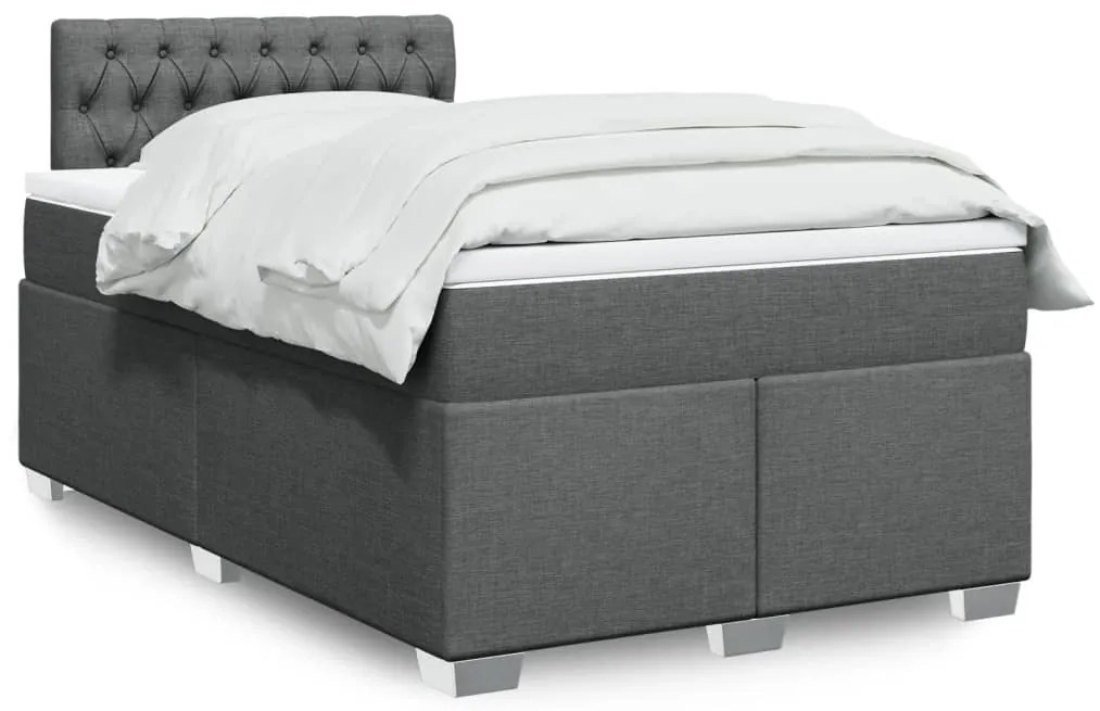 Κρεβάτι Boxspring με Στρώμα Σκούρο Γκρι 120x190 εκ Υφασμάτινο