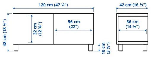 BESTÅ έπιπλο TV με πόρτες, 120x42x48 cm 694.194.39