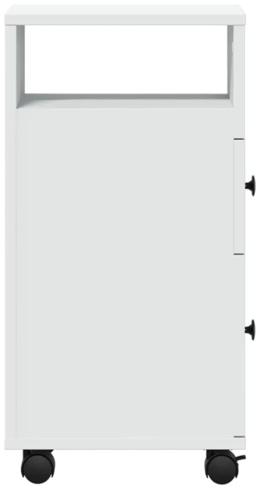 vidaXL Ντουλάπι Μπάνιου Στενό με Ροδάκια Λευκό Επεξ. Ξύλο