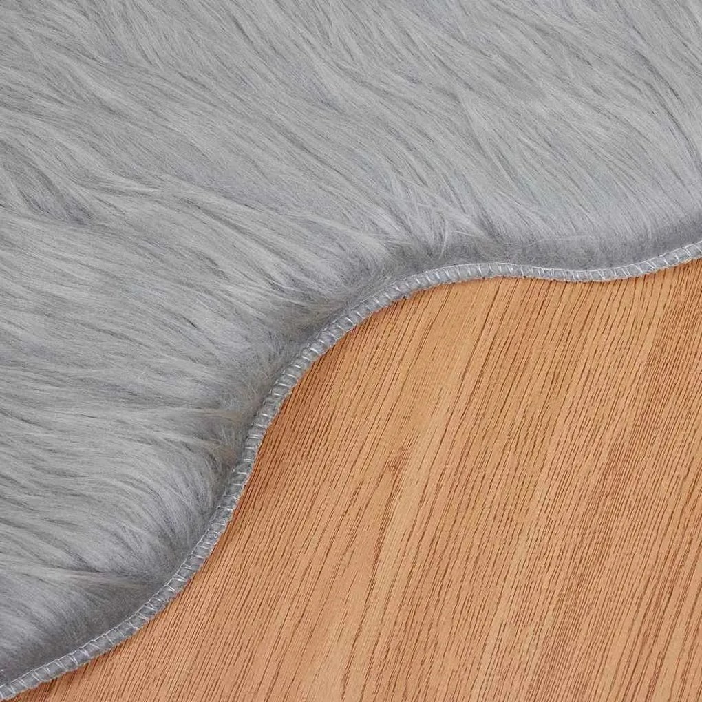 vidaXL Ψεύτικο Δέρμα Προβάτου Χαλί Tafalla Γκρι 60 x 90 cm Πολυεστέρας