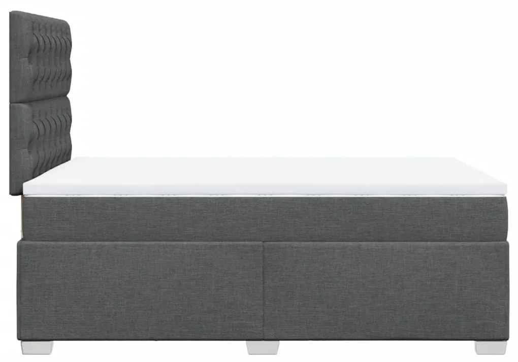 Κρεβάτι Boxspring με Στρώμα Σκούρο Γκρι 120x200 εκ. Υφασμάτινο - Γκρι