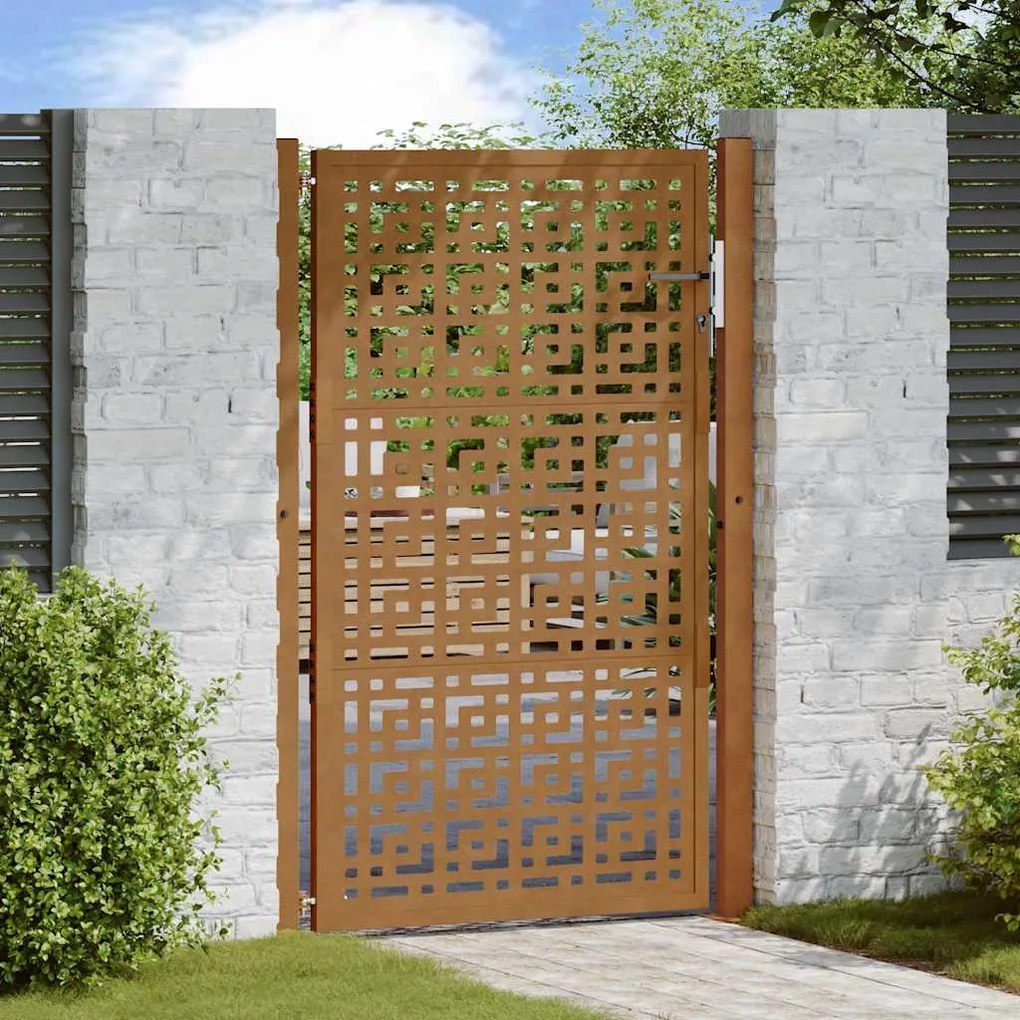 vidaXL Πύλη κήπου 105x155 cm Σταυρός σχεδιασμού από διαβρωμένο χάλυβα