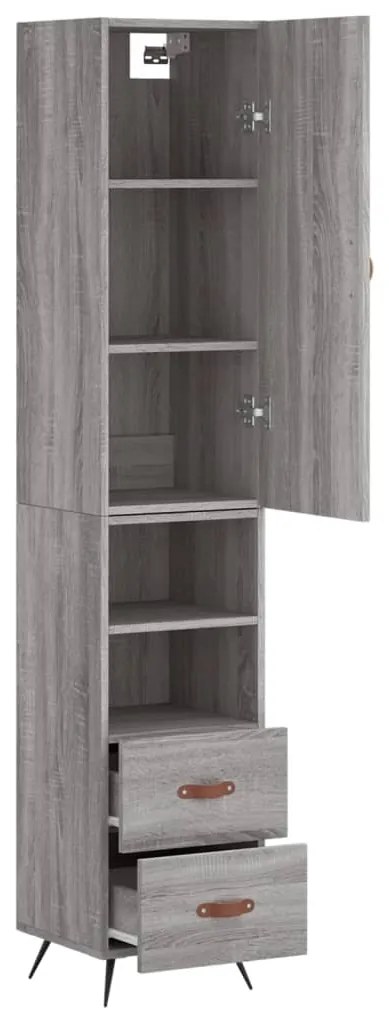 vidaXL Μπουφές Sonoma Γκρι 34,5 x 34 x 180 εκ. από Επεξεργασμένο Ξύλο