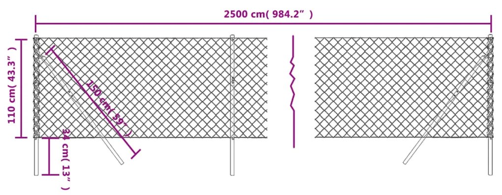 Συρματόπλεγμα Περίφραξης Ανθρακί 1,1 x 25 μ. - Ανθρακί