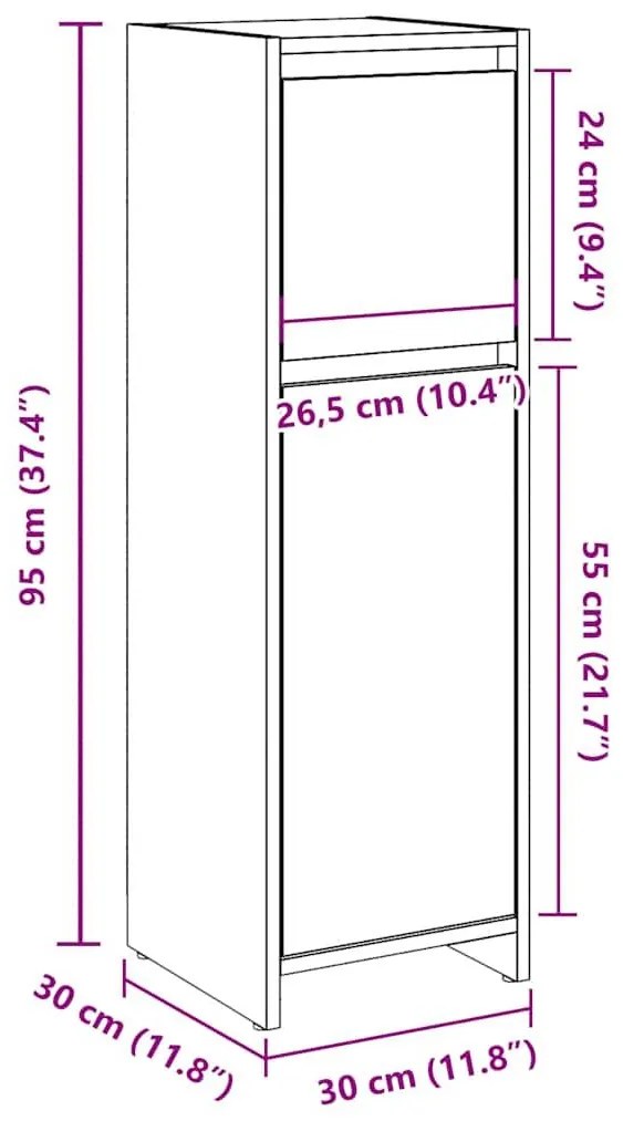 Στήλη Μπάνιου Παλιό Ξύλο 30 x 30 x 95 εκ. από Μοριοσανίδα - Καφέ