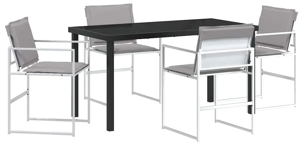 vidaXL Σέτ φαγητού για κήπο 5 pcs Λευκό Χάλυβας με επίστρωση πούδρας