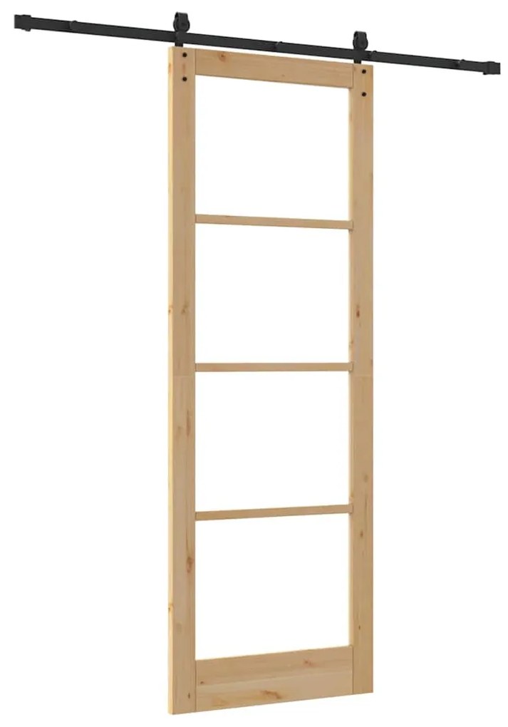 vidaXL Συρόμενη Πόρτα Φυσικό και Μαύρο 83 x 232 εκ.