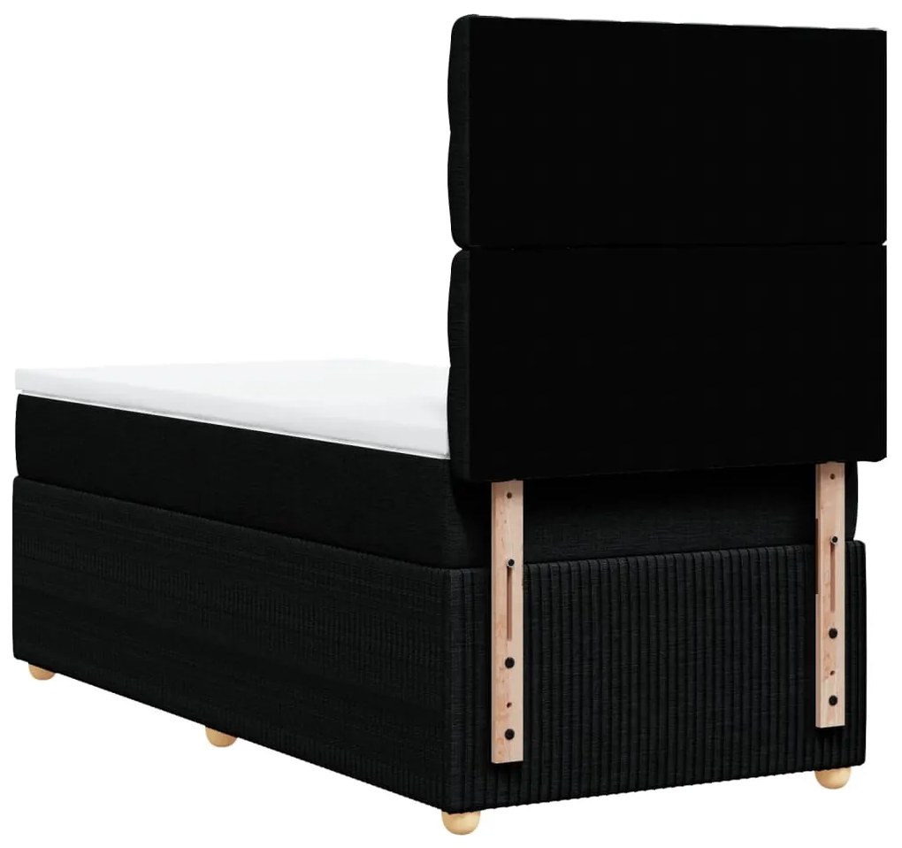 vidaXL Κρεβάτι Boxspring με Στρώμα Μαύρο 90x200 εκ. Υφασμάτινο