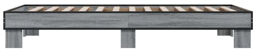 vidaXL Πλαίσιο Κρεβατιού Γκρι Sonoma 90 x 190 εκ. Επεξ. Ξύλο &amp; Μέταλλο