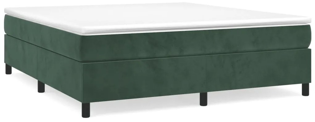 vidaXL Κρεβάτι Boxspring με Στρώμα Σκούρο Πράσινο 200x200εκ. Βελούδινο