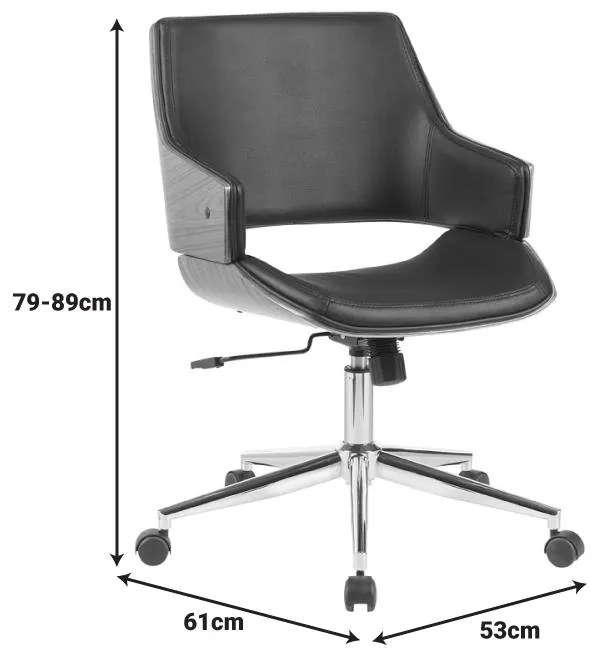 Καρέκλα γραφείου Setulo μαύρο pu-βάση χρωμίου 53x61x79-89εκ 53x61x89 εκ.