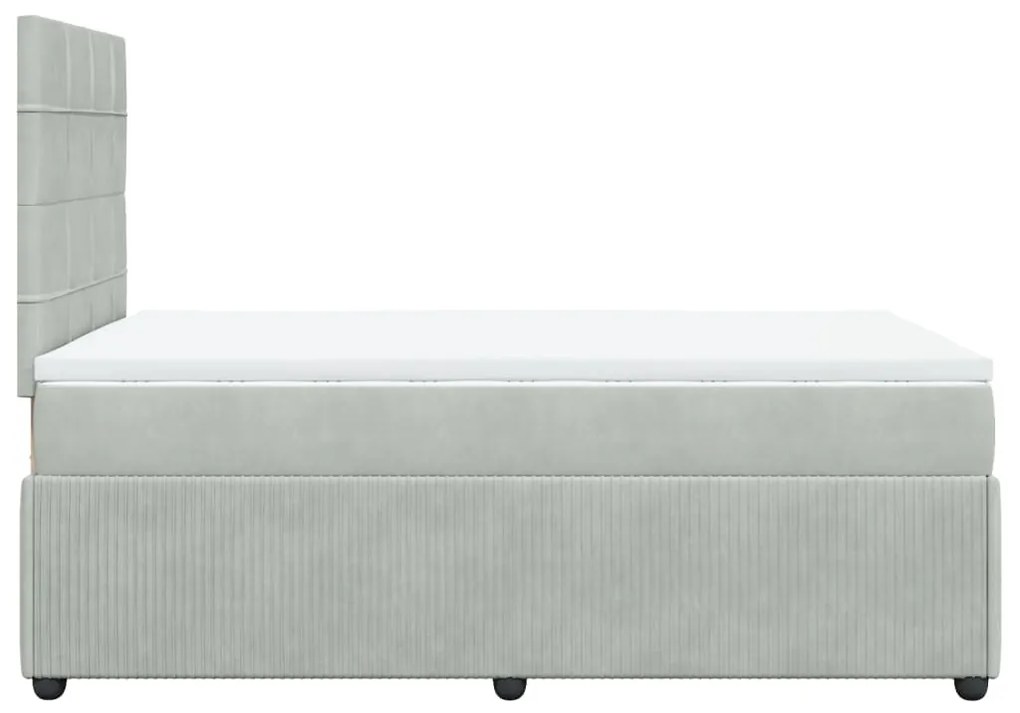 vidaXL Κρεβάτι Boxspring με Στρώμα Ανοιχτό Γκρι 120x190 εκ. Βελούδινο