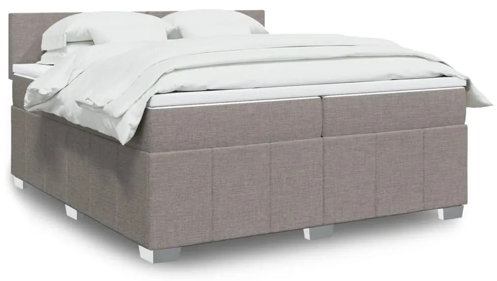 Κρεβάτι Boxspring με Στρώμα Taupe 200x200 εκ. Υφασμάτινο