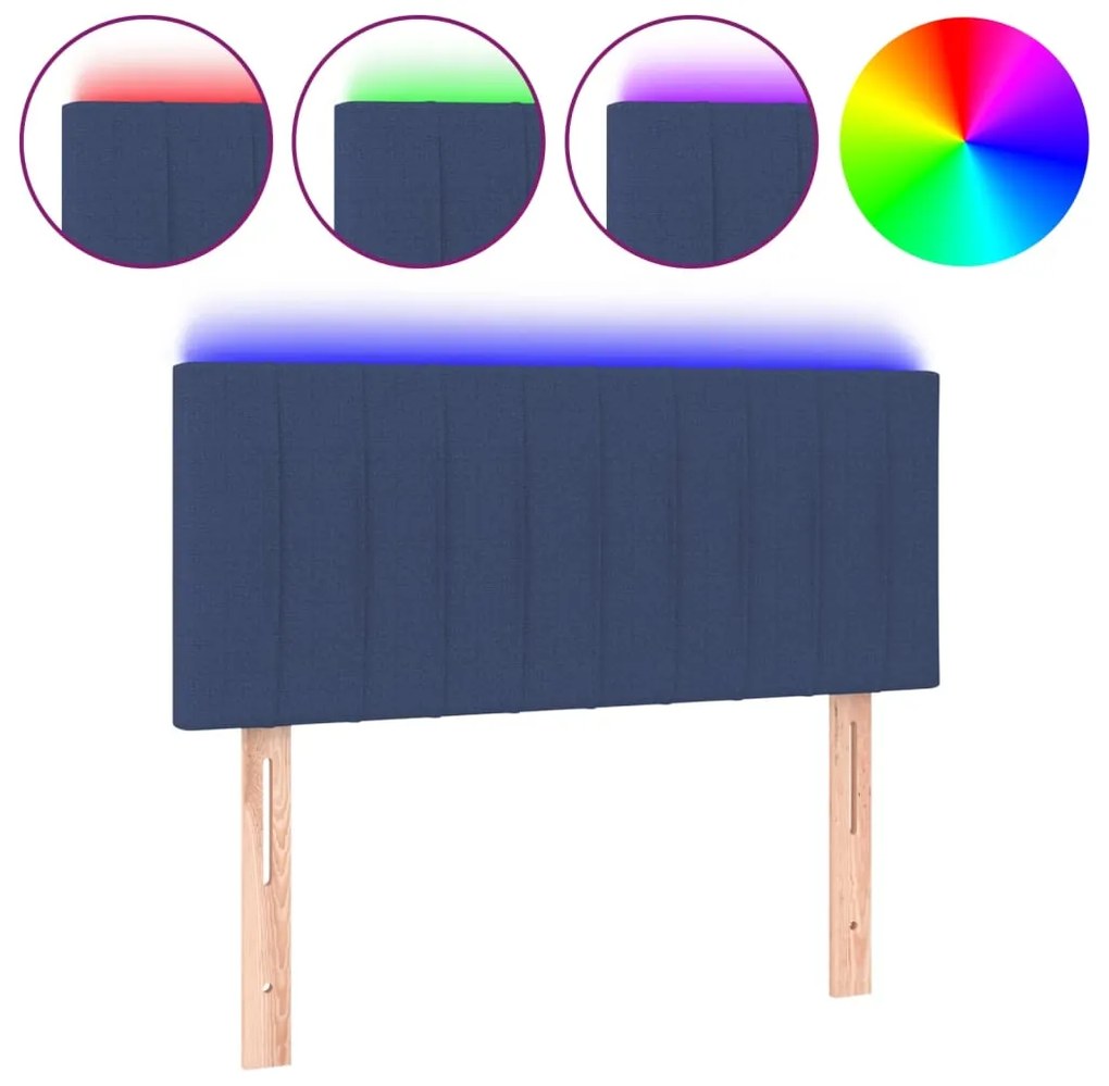 vidaXL Κεφαλάρι Κρεβατιού LED Μπλε 80 x 5 x 78/88 εκ. Υφασμάτινο