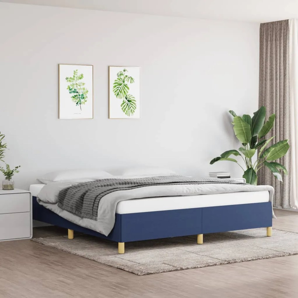 vidaXL Πλαίσιο Κρεβατιού Boxspring Μπλε 160x200 εκ. Υφασμάτινο