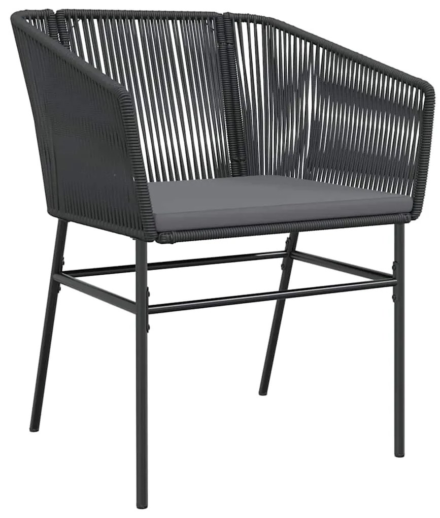 vidaXL Σετ Τραπεζαρίας Κήπου 3τεμ. Μαύρο Συνθ.Ρατάν/Γυαλί με Μαξιλάρια