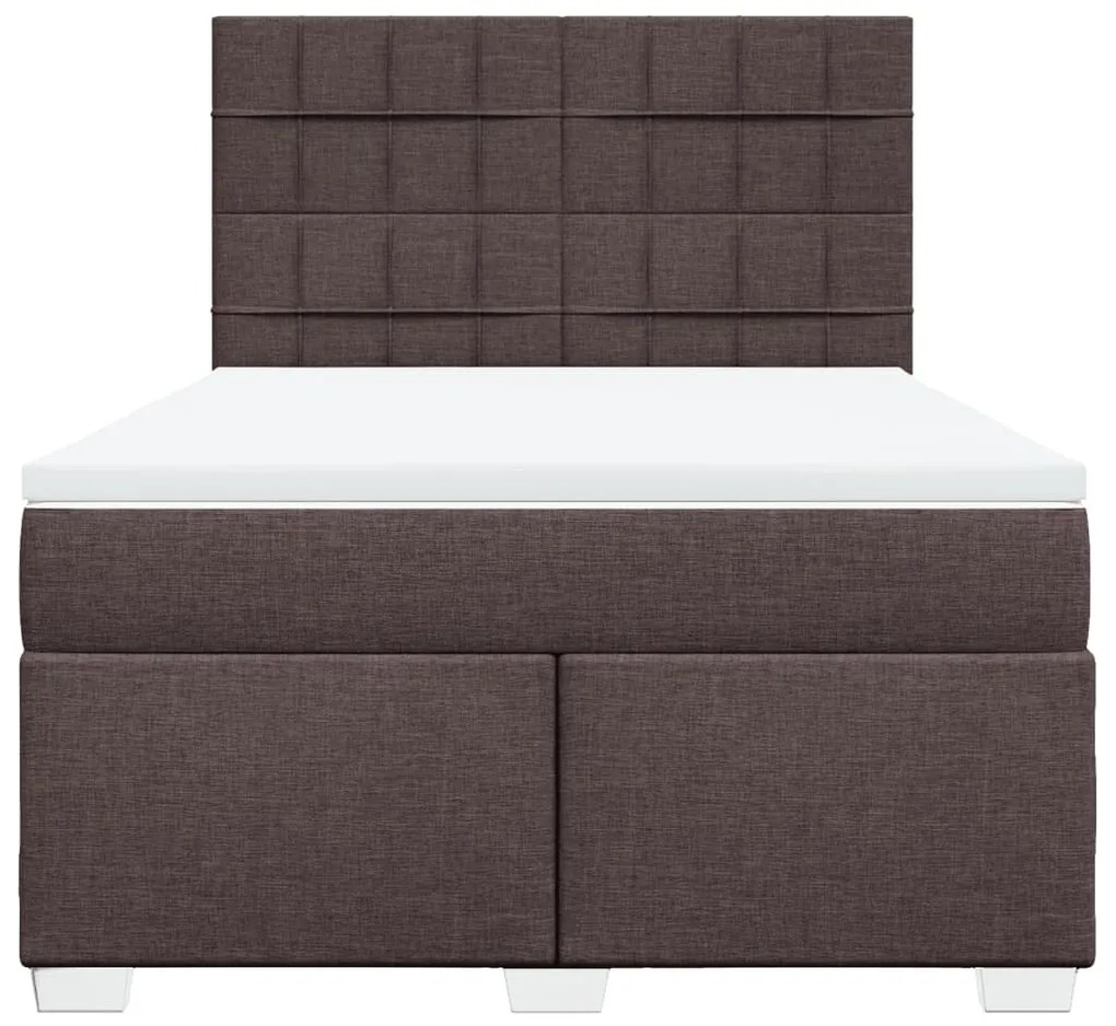 vidaXL Κρεβάτι Boxspring με Στρώμα Σκούρο Καφέ 140x190 εκ. Υφασμάτινο