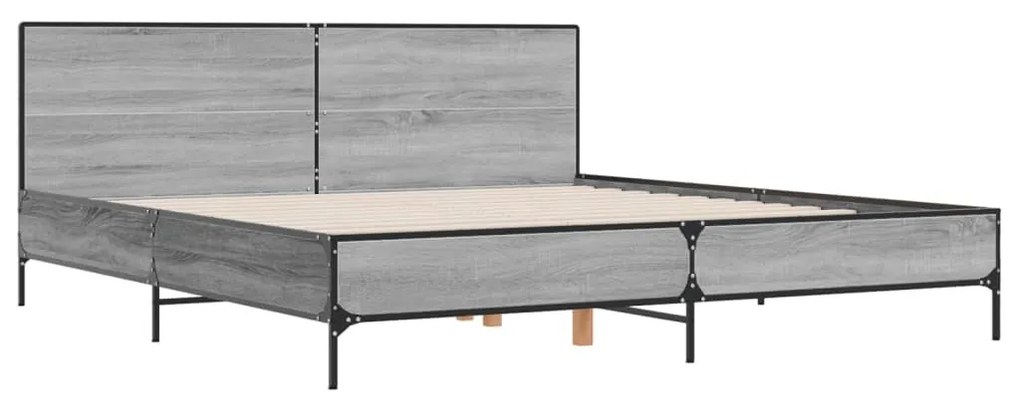 vidaXL Πλαίσιο Κρεβατιού Γκρι Sonoma 180x200 εκ. Επεξ. Ξύλο &amp; Μέταλλο