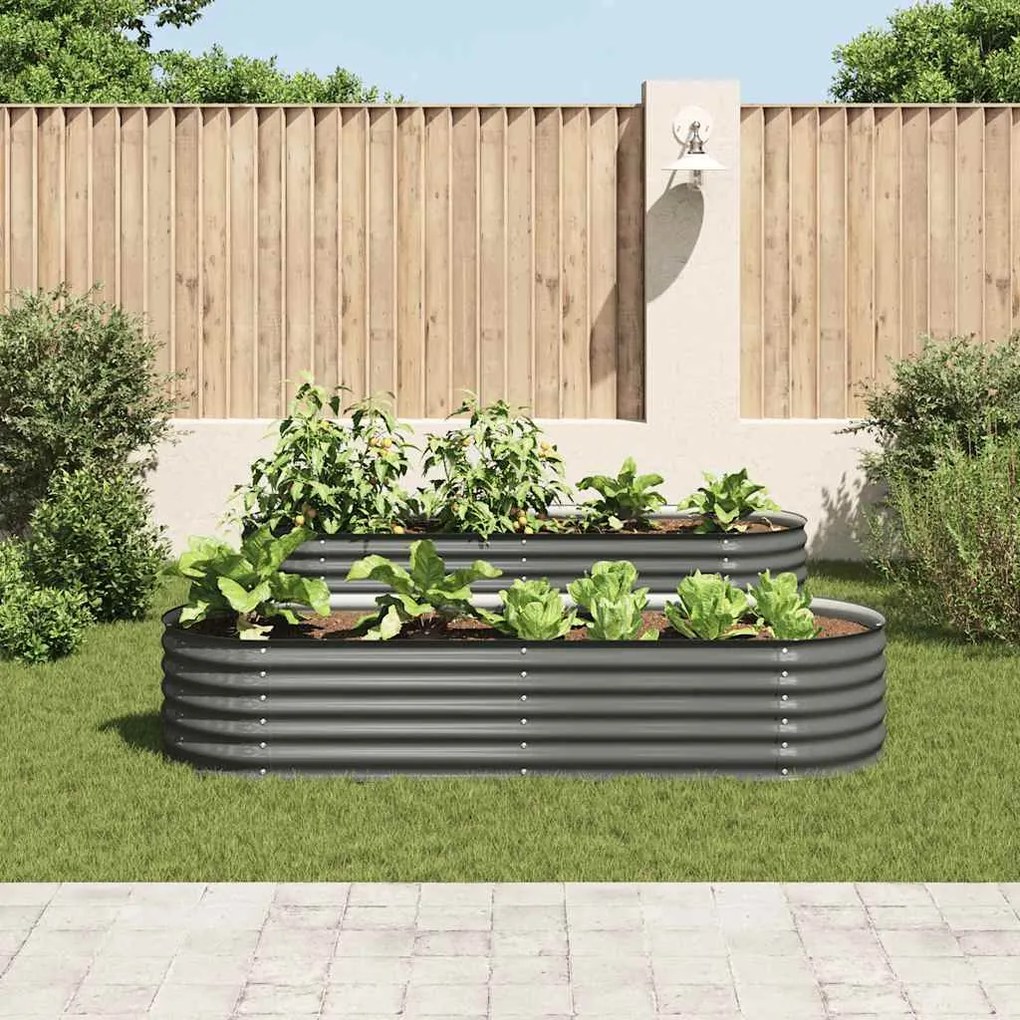 vidaXL Ζαρντινιέρα Υπερυψωμένη Γκρι 240x80x44 εκ. Γαλβανισμ. Χάλυβας