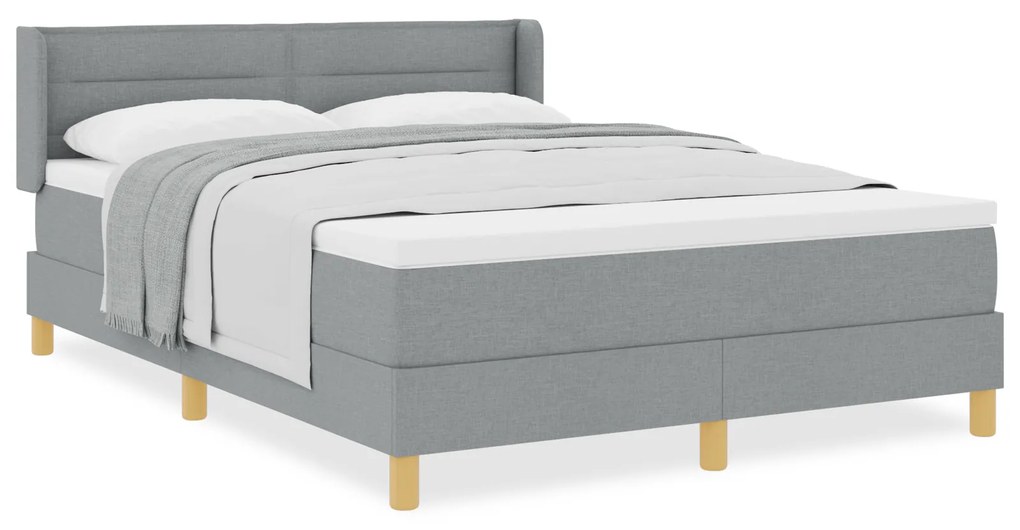 vidaXL Κρεβάτι Box Spring με στρώμα σε ανοιχτό γκρι, 140 x 190 εκ, ύφασμα.