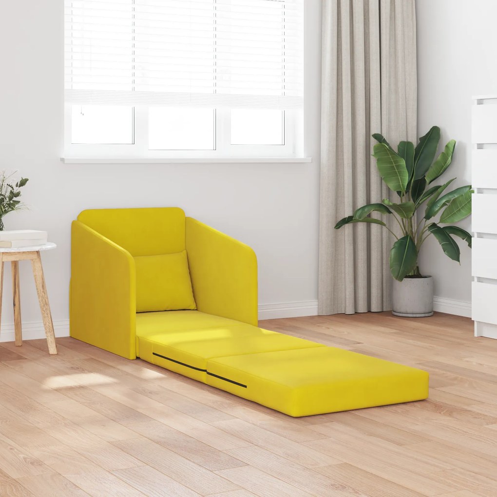 vidaXL Καναπές Κρεβάτι 2 σε 1 Κίτρινος 65x80x83 εκ. Βελούδο