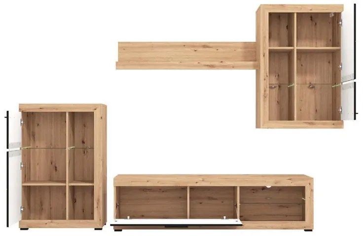 Κέντρο Ψυχαγωγίας - Σύνθεση Rosso Artisan Oak - Μαύρο Μάτ 266.5*41.5*186 εκ.