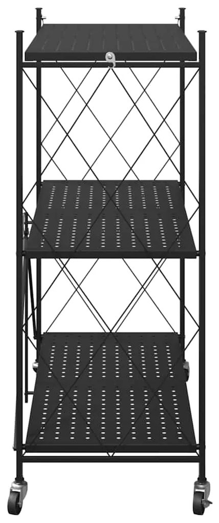 vidaXL Ράφι αποθήκευσης σε ρόδες Μαύρο 71x34x88 cm Ατσάλι