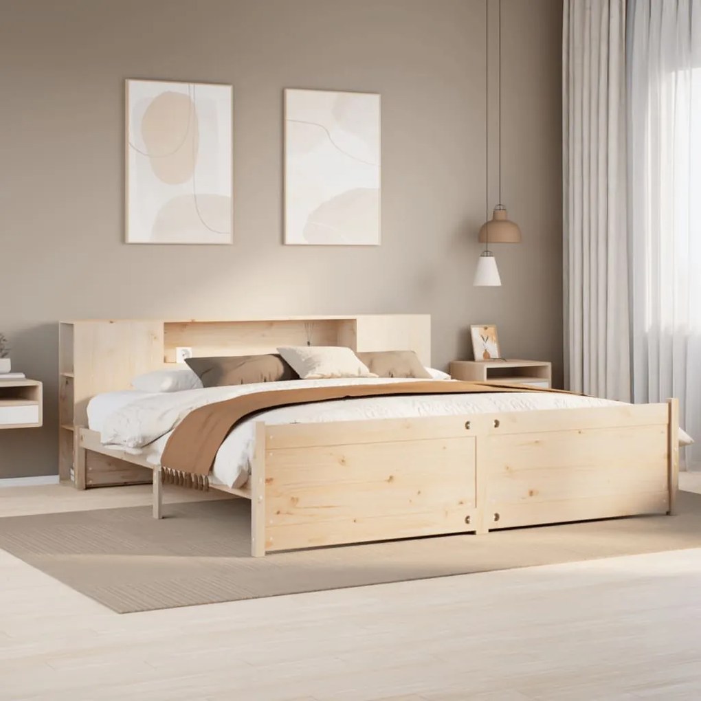vidaXL Κρεβάτι Βιβλιοθήκη Χωρίς Στρώμα 180x200 εκ Μασίφ Ξύλο Πεύκου