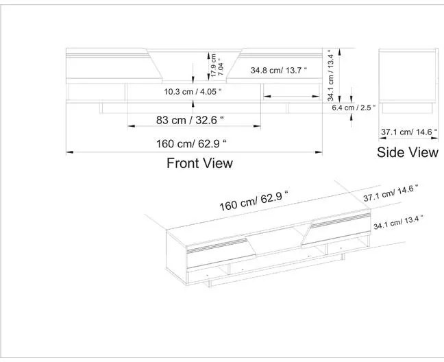 Έπιπλο τηλεόρασης Ianis λευκό-φυσικό 160x37x34εκ 160x37x34 εκ.