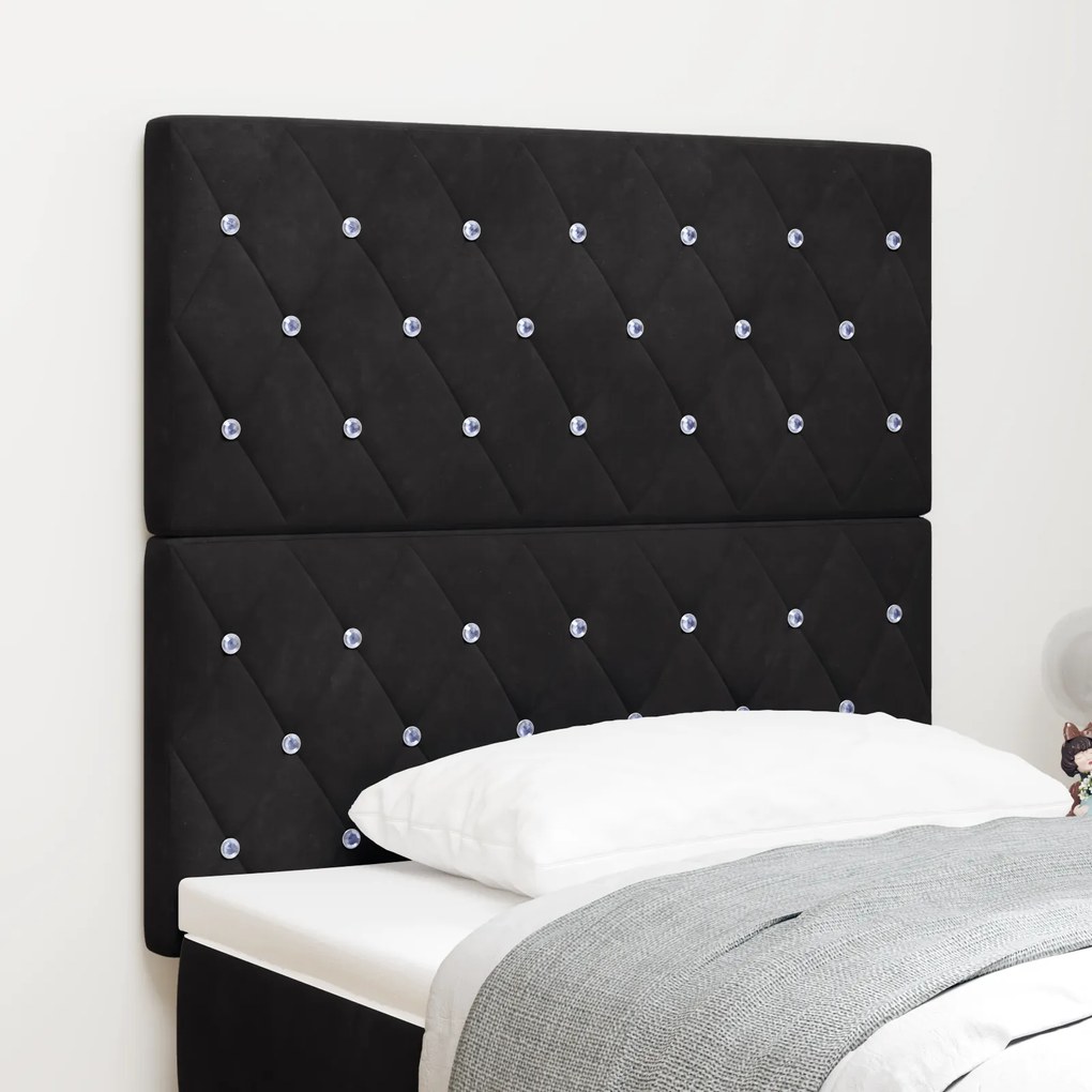 vidaXL LED Κεφαλάρι Μαύρο 100 cm Βελούδο