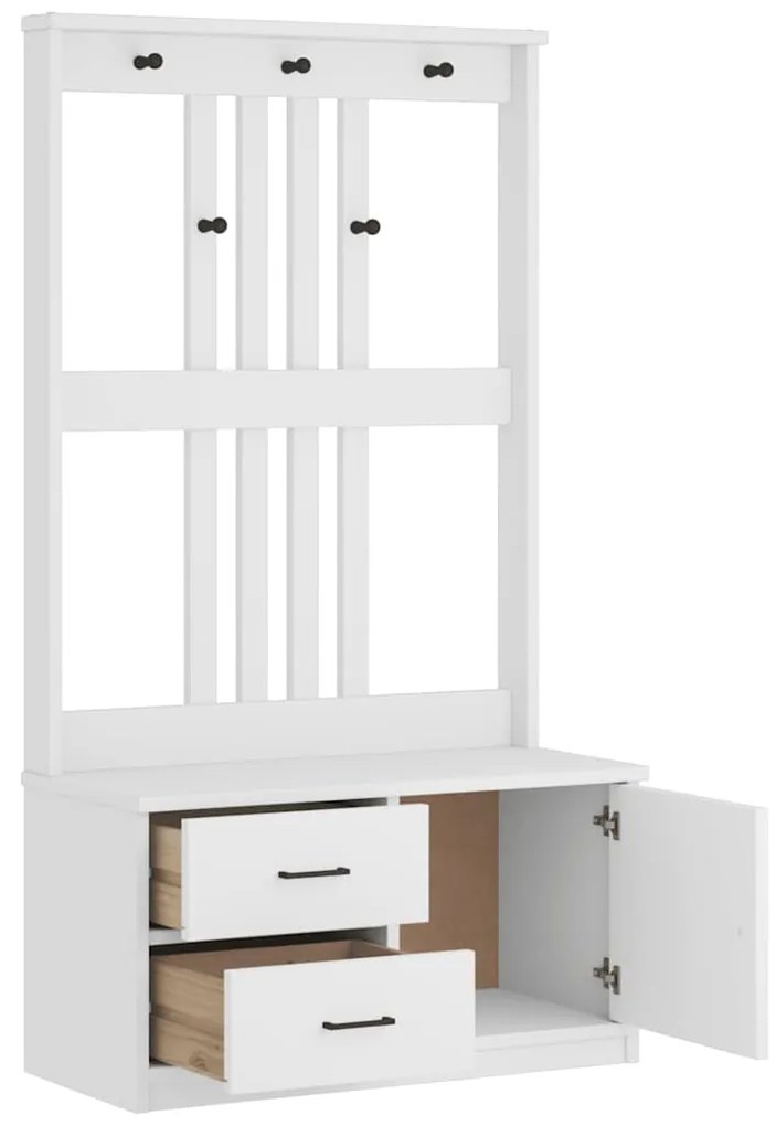vidaXL Δέντρο χωλ SANDNES Λευκό 87x40x159,5 εκ. Πεύκο μασίφ ξύλο