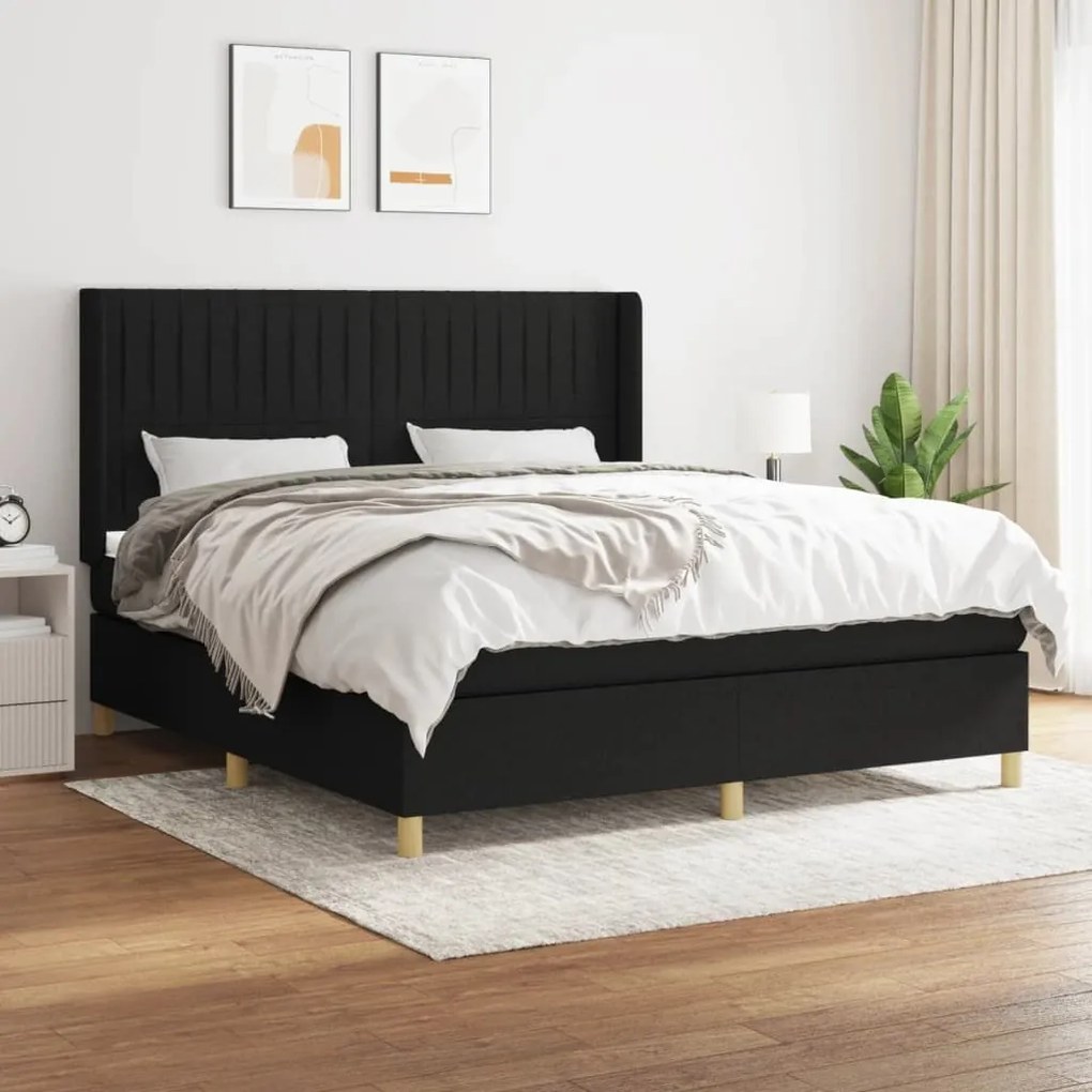 ΚΡΕΒΑΤΙ BOXSPRING ΜΕ ΣΤΡΩΜΑ ΜΑΥΡΟ 180X200 ΕΚ. ΥΦΑΣΜΑΤΙΝΟ 3132171