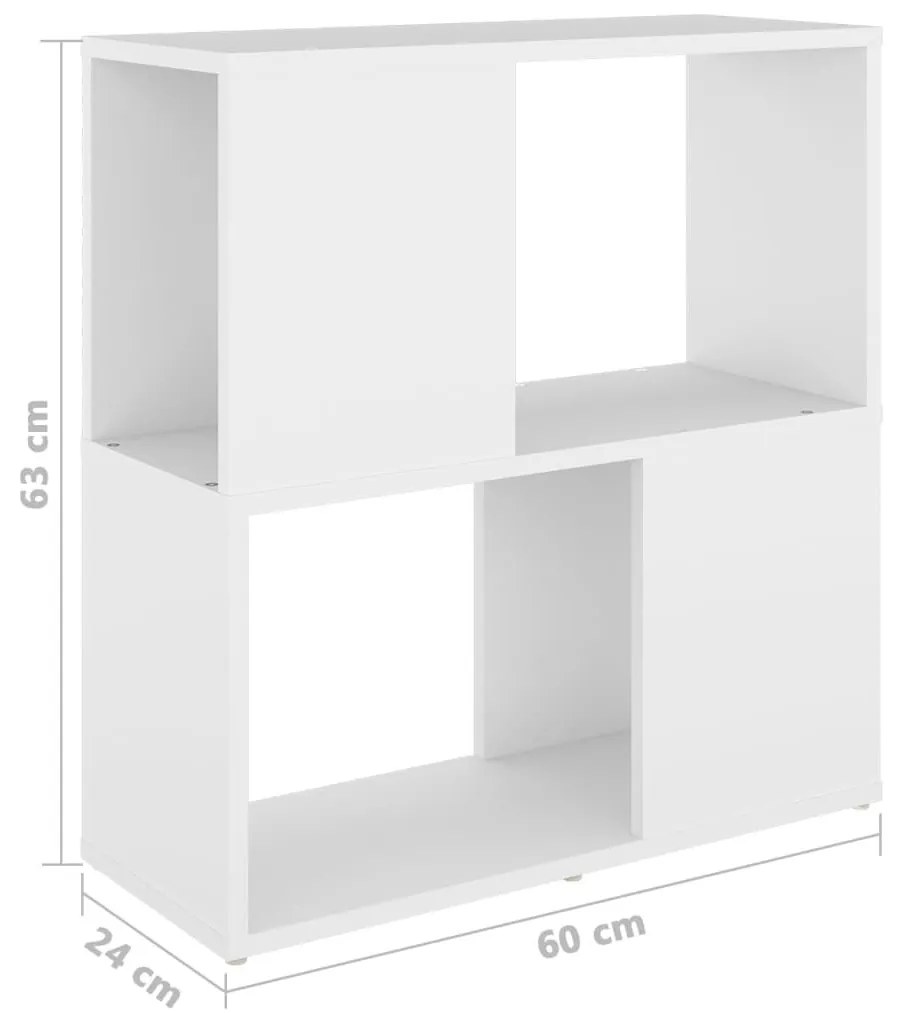 Βιβλιοθήκη Λευκή 60 x 24 x 63 εκ. από Επεξ. Ξύλο - Λευκό