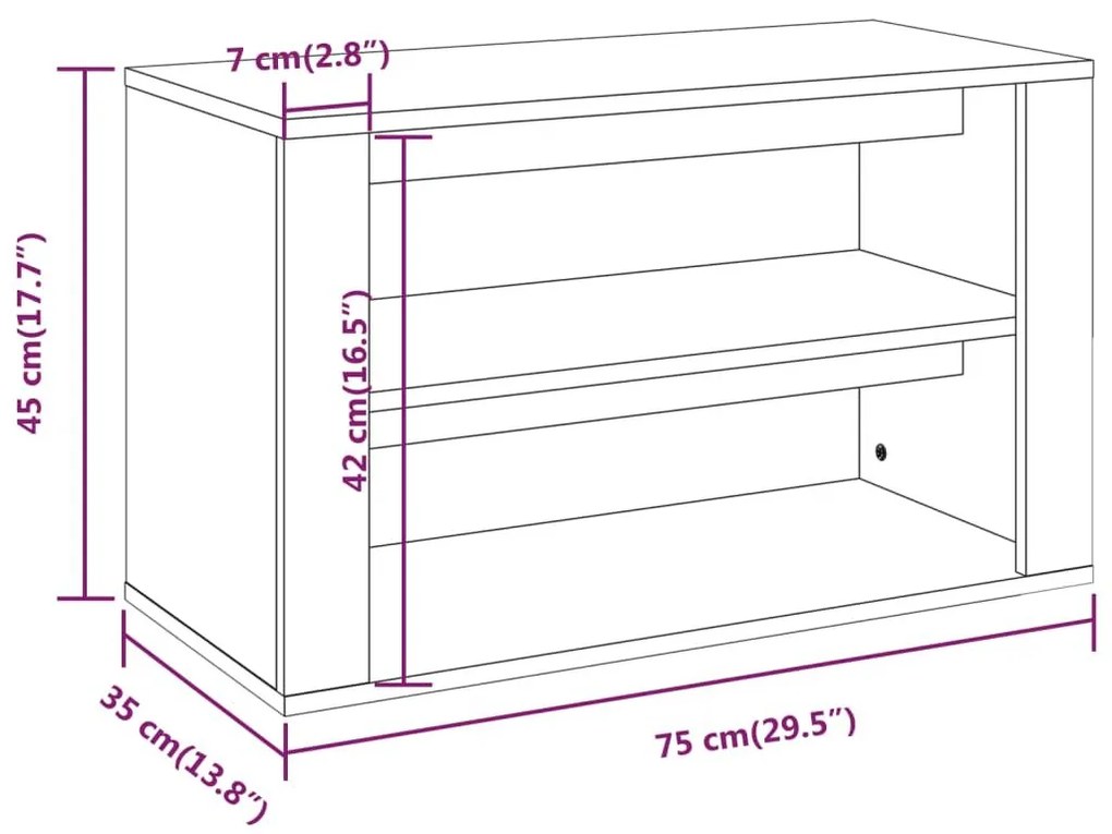 Παπουτσοθήκη Γκρι Sonoma 75x35x45 εκ. από Επεξεργασμένο Ξύλο - Γκρι