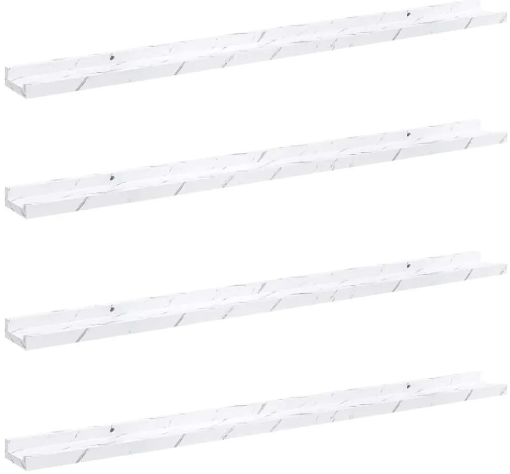 vidaXL Ράφι Τοίχου με ράφι 4 pcs Λευκό Μάρμαρο 100 x 9 x 3 cm