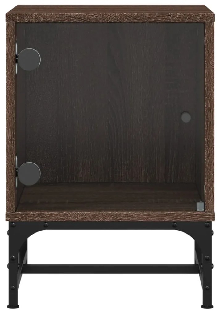 vidaXL Κομοδίνα 2 τεμ. Καφέ Δρυς 35x37x50 εκ. με Γυάλινες Πόρτες